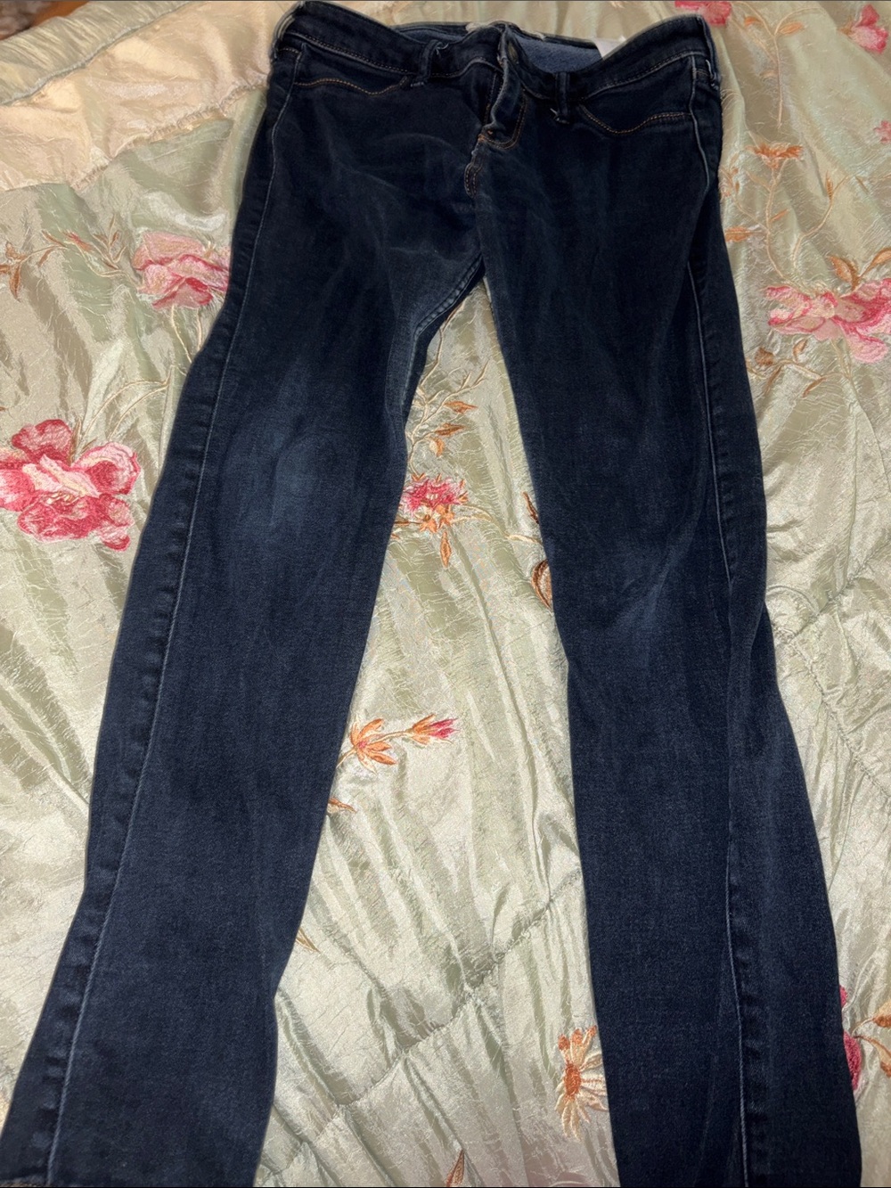 Low rise dark wash jeans by Hollister